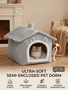 PETSIN 1 buah Rumah Kucing Lucu, Tempat Tidur Anak Kucing Lembut, Alas Kucing Nyaman, Keranjang Tidur Kucing Bernapas, Cocok untuk Kucing Besar, Sedang, Kecil, dan Semua Musim - MultiWarna - View 2