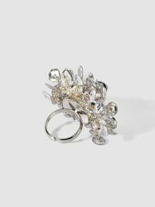 MortiRose Nhẫn hở ngọt ngào hình hoa hồng đính sequin thủ công màu bạc - Bạc - Xem 8