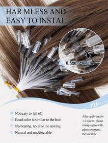 12-22 Inch Micro Loop Hair Extensions Human Hair,Color S04,Chocolate Brown,Premium Healthy Remy Hair,Invisible Micro Ring Beads With Fishing Line,No Glue Needed,Easy Wear,Thick Volume For Thin Hair, Easy To Style,For Salon & Daily Wear For All Women - S04 - View 2