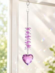 Heart Crystal Prism Suncatcher, Crystal Hanging Ornament For Living Room, Garden Window Decor - multicolor - View 5