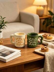 A 350Ml Ceramic Coffee Mug With Personalized English Lettering, Suitable For Adults And Children. - Multicolor - View 5