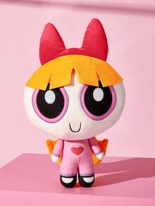 THE POWERPUFF GIRLS X SHEIN 1件卡通毛絨娃娃，採用柔軟材質搭配精緻刺繡，可放置於沙發或車內裝飾，適合作為禮物 - 紅色 - 查看 2