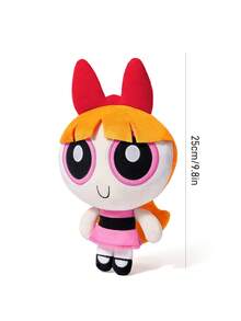THE POWERPUFF GIRLS X SHEIN 1件卡通毛絨娃娃，由柔軟材質製成，配有精緻刺繡，可放置在沙發或車內裝飾，適合作為禮物 - 紅色 - 查看 3