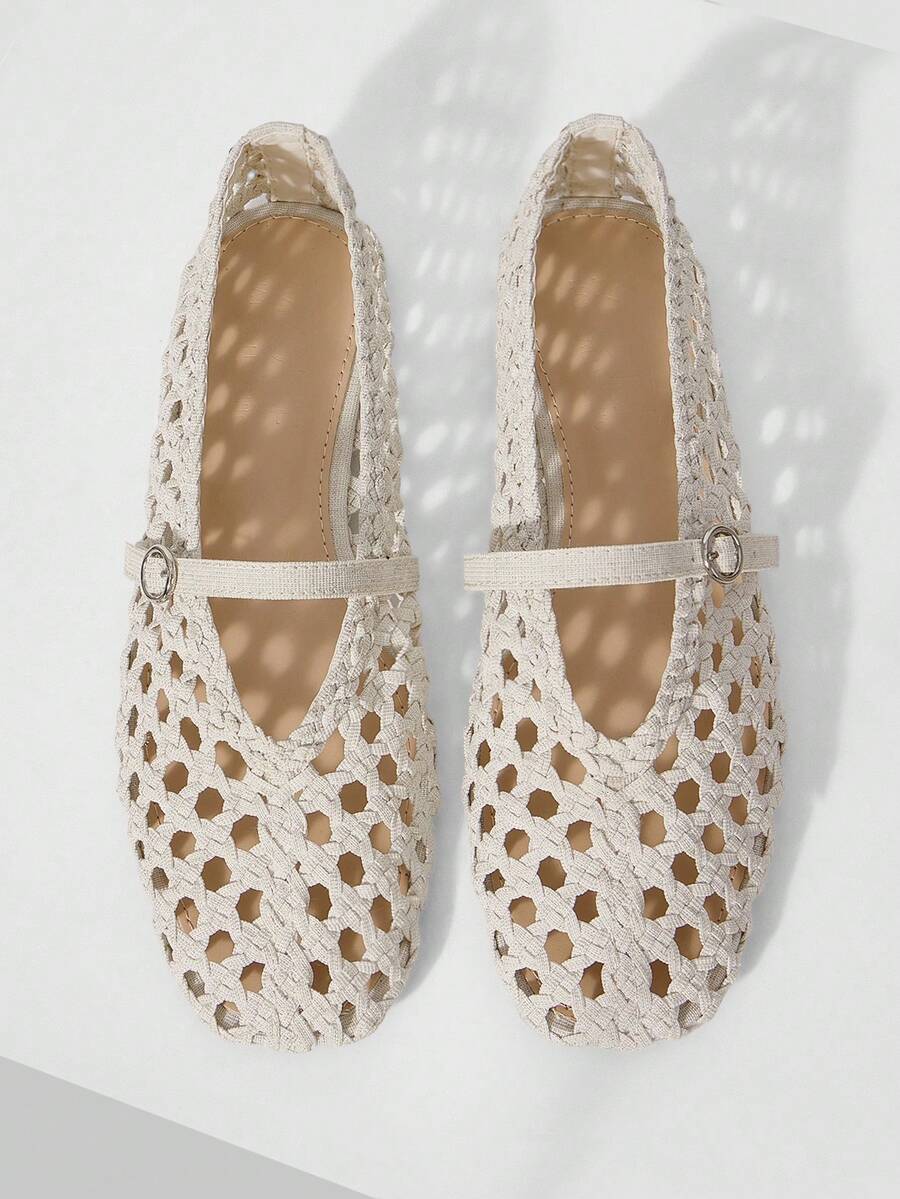 MOTF PREMIUM LADIES HANDMADE WHITE WOVEN FLATS FALL SHOES - White 1 - View 1