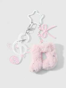 ROMWE Anime 1 Korean Sweet, Gentle And Fashionable Pink And White Bow, Star Polka Dot Wings, Shiny Notes DIY Keychain Bag Pendant, Suitable For Girls' Daily Wear - Pink White-6 - View 9