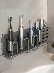 1 PC Wall Mount Toothbrush Holder No Drill Space Saving Detachable Cups Toothpaste Slot For Electric Toothbrushes Razors Shavers Modern Bathroom Organizer For Home Dorm Waterproof Rustproof Easy Clean Sturdy Multi Functional - View 9