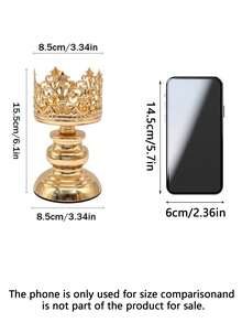 Vintage European Crown Candle Holder, Electroplated Iron Candlestick, Aromatherapy Candle Tray Decor Ornament, Tabletop Candle Container For Home Decor - Multicolor 4 - View 3