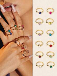 Glisma 1Psc Women's Single Ring - Gold - View 2