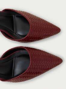 Nöista Sepatu flat bertali belakang anyaman warna burgundy dengan ujung runcing dan tali elastis minimalis untuk keanggunan sehari-hari yang berkelas. - Burgundy - View 15
