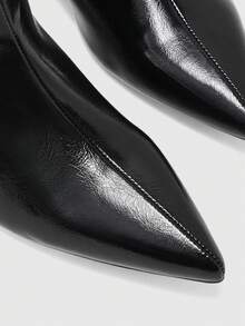 Daringsoles Soft Leather Square Toe Thick Heel Ankle Boots, Versatile And Thin Boots In Autumn And Winter, Black Medium Boots With Commuting Elegant Fall Shoes - Black 1 - View 5