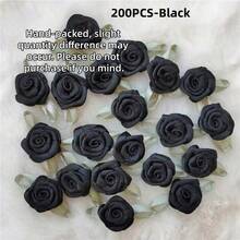 Mini Handmade Roses Flower Artificial Satin Ribbon Rosettes Fabric Appliques For Wedding Decoration Craft Sewing Accessories - Multicolor - View 31