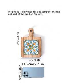 Solid Wood Ceramic Tile Pattern Heat Resistant Coasters - Retro Kitchen Table Mats For Hot Pots, Pans, Cups, High Temperature Resistant, Handmade Home Decor Gifts - View 3