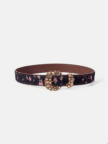 MOTF PREMIUM GAUN VINTAGE BERMOTIF HEWAN MULTI WARNA DENGAN GESPER PIN BERLIAN DAN POTONGAN PINGGANG. - MultiWarna - View 5