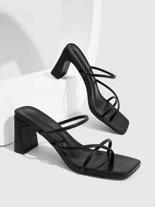 CUCCOO SZL Ladies Classic Black Crossstrap High Heel Sandals For Comfortable Commuting, Summer Vacation - Black - View 2
