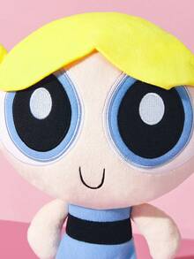 THE POWERPUFF GIRLS X SHEIN 1件卡通毛絨娃娃，由柔軟材質製成，配有精美刺繡，可放置在沙發或車內裝飾，適合作為禮物 - 黃色 - 查看 4