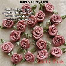 Mini Handmade Roses Flower Artificial Satin Ribbon Rosettes Fabric Appliques For Wedding Decoration Craft Sewing Accessories - Multicolor - View 10