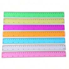 5pcspcs Random Color 30cm Plastic Ruler, Advertising Ruler With Straight Edge, Dual Bevel, Dual Scale, Clear And Vivid Markings, Rulers, Back To School - Multicolor - View 5