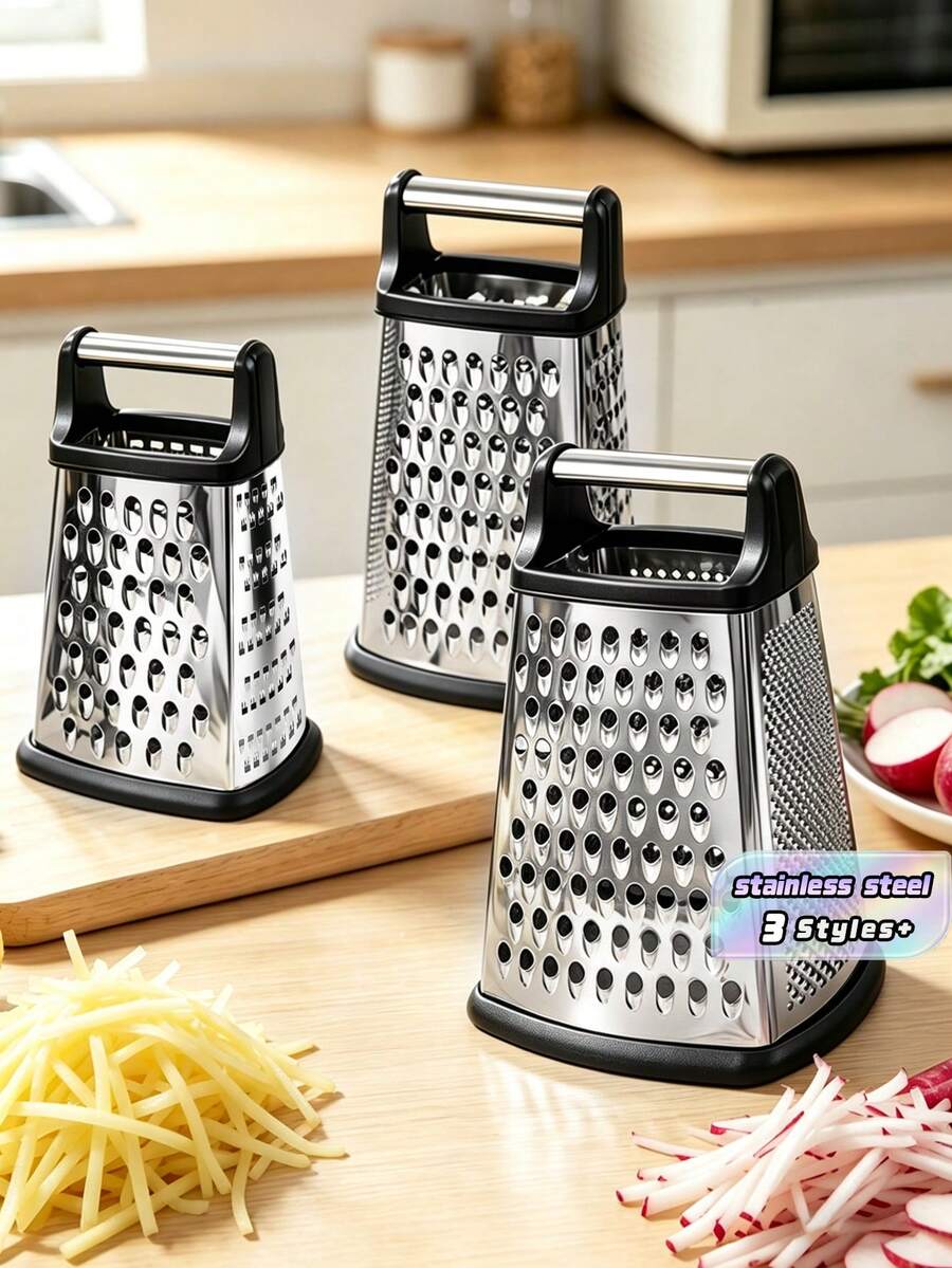 Multi-Functional Four-Sided Grater, Stainless Steel Arc-Shaped Four-Sided Grater, Slicing And Shavings, Suitable For Grilling Ginger, Garlic, Cucumber, Carrot, Cheese, Potato And Other Fruits And Vegetables, Multi-Functional Kitchen Small Tool - Multicolor - View 1