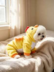 1件 S-XL 聚酯纖維恐龍圖案紫色寵物連帽衛衣服裝，適合小型犬，萬聖節派對冬季保暖可愛小狗套裝 - E - 查看 5