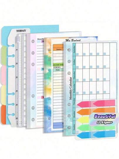 Recarga de Planificador de Presupuesto con Bolsillo para Carpeta, Reglas y Papel Suelto de 6 Agujeros - Páginas Mensuales y Semanales Incluidas Suministros para Regreso a la Escuela