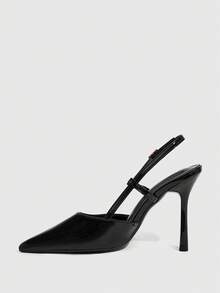 CUCCOO SZL 9.8CM 女款尖頭高跟鞋 附扣環 PU 亮面黑色 性感時尚 百搭 日常通勤 派對約會穿搭 女款高跟鞋 - 黑色 - 查看 5