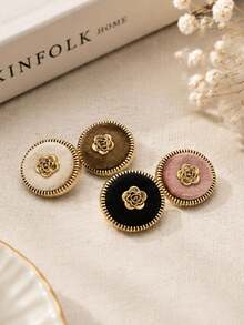 1 Pack 10 Pcs Flocked Rose Shaped Metal Buttons Round Flower Decorative Fasteners For Sweaters Windbreakers Suits Coats Outerwear Hand‑Sewn Clothing Sewing Accessories - 10pcs - View 7