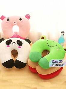 U-Shaped Pillow, Cute Cartoon Animal Printing Soft And Comfortable Pillow, Suitable For Home Travel Plane Car, Cute Animal Printing Pillow, Neck Support Cushion, Soft And Comfortable Travel Pillow Accessories - Multicolor - View 1