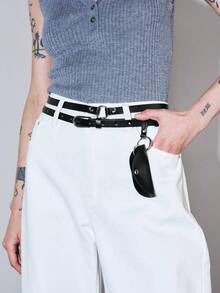 Noxbound Double Layer Women's Belt Suitable For Matching With Pants - Black - View 1