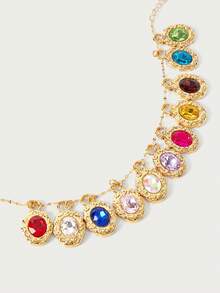 Glisma 18K Glass Diamond Necklace - Gold - View 15