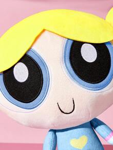 THE POWERPUFF GIRLS X SHEIN 1件裝藍色泡泡卡通毛絨娃娃，柔軟材質搭配精緻刺繡，適合沙發或車內裝飾，送禮首選 - 黃色 - 查看 4