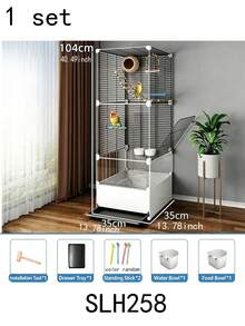 Mobile Bird Cage With Fecal Tray, Assembled Iron Breathable Mesh Cage, Easy To Clean Pet Bird Villa - Assembly Type - View 8