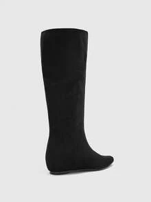 CUCCOO BIZCHIC Autumn And Winter Small Square Toe Retro Black Tall Boots Daily Commuting Shopping Dating - Black - View 6