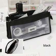 Transparent 5-Layer Mesh Pencil Case, Visible Pocket Storage Bag, School Supplies - Style 1 - View 6