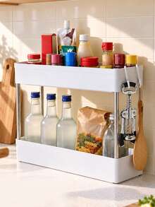 1PC Multifunctional White Narrow‑Gap Rolling Storage Cart, Hollow Drainage Multi‑Layer Ultra‑Thin Shelving Rack, Slender Mobile Cart, Narrow‑Gap Floor Storage Rack, Space‑Saving For Kitchen, Bathroom, Laundry Room - Multicolor - View 8