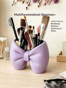 Bow Shaped Cosmetic Storage Box, Toothbrush Holder, Suitable For Makeup Brushes, Eyebrow Pencils, Eyelash Brushes And Hair Accessories, Household Use - Multicolor - View 7