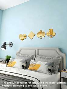 1pc Popular Poker Card Mirror Wall Sticker, Living Room Bedroom Decoration, Sofa, TV Background Wall Decoration, Three-Dimensional Wall Sticker - one-size - View 11