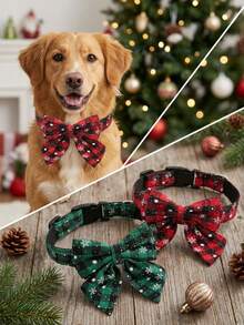 PETSIN 1 Buah Kalung Natal untuk Hewan Peliharaan, Aksesori Leher Pita Kepingan Salju, Kalung Dekorasi Liburan Meriah untuk Anjing - MultiWarna - View 1