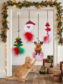 PETSIN 1 PC Christmas Cat Teaser With Suction Cup,Cat Self-Amusement Toy - Multicolor - View 1