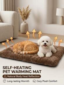 PETSIN 1 Pc Plush Dog Bed For Large Dogs, Comfortable Pet Mattress, Soft Dog Mat With Non-Slip Bottom, Durable & Machine Washable, Suitable For Large, Medium, Small Dogs And Cats, All-Season Use - Brown - View 2