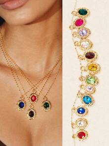 Glisma 18K Glass Diamond Necklace - Gold - View 2