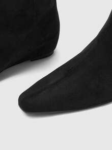 CUCCOO BIZCHIC Autumn And Winter Small Square Toe Retro Black Tall Boots Daily Commuting Shopping Dating - Black - View 5