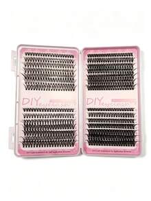 مجموعة رموش DIY Lash 216، رموش فردية من فرو منك صناعي بتجعيدة D، خفيفة الوزن وقابلة لإعادة الاستخدام، سهلة التطبيق لتمديد الرموش DIY - D - مشاهدة 3