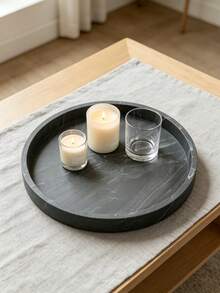 Dresser Tray, Silicone Round Tray, Decorative Storage Organizer Rack, Suitable For Bathrooms, Toilet Tanks, Bedrooms And Kitchen Countertops. It Can Store Jewelry, Candles, Lotion Bottles, Cosmetics And More, Marble‑White - Round marble - View 12