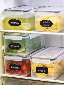 4‑Pack Airtight Food Storage Containers, Clear Plastic Cereal Storage Boxes With Labels & Marker, Moisture‑Proof Pantry Organizer For Spaghetti, Pasta, Oats, Dry Grains, Kitchen Cabinet Organization - transparent color - View 6