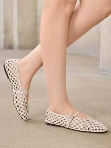 MOTF PREMIUM LADIES HANDMADE WHITE WOVEN FLATS FALL SHOES - White 1 - View 6