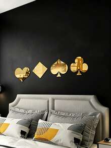 1pc Popular Poker Card Mirror Wall Sticker, Living Room Bedroom Decoration, Sofa, TV Background Wall Decoration, Three-Dimensional Wall Sticker - one-size - View 13