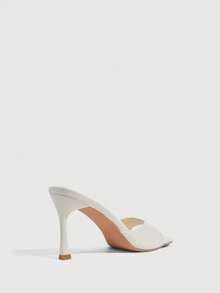CUCCOO SZL Women Shoes Simple Commuter Elegant Versatile Daily Dating Workplace Out On The Street Summer Comfort Solid Color Square Toe Open-Toed Heel One-W - White - View 4