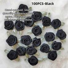 Mini Handmade Roses Flower Artificial Satin Ribbon Rosettes Fabric Appliques For Wedding Decoration Craft Sewing Accessories - Multicolor - View 22