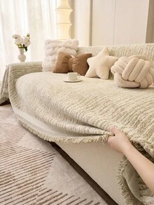 1Pc Four-Season Universal Chenille Non-Slip Sofa Cover Is Suitable For Family Living Room And Other Room Decoration Non-Slip Sofa Towel, Machine Washable Hand-Washed Sofa Cover Towel Soft Non-Fading Bedroom Decoration Pet-Friendly Protective Cover - Dark coffee - View 2