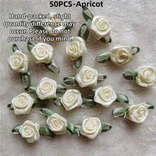 Mini Handmade Roses Flower Artificial Satin Ribbon Rosettes Fabric Appliques For Wedding Decoration Craft Sewing Accessories - Multicolor - View 12